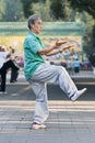 Group practice Tai Chi in Ritan Park, Beijing, China